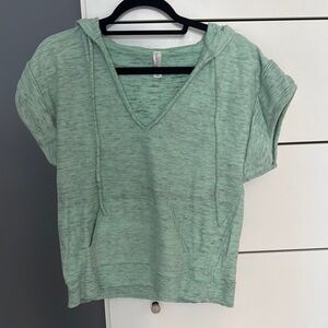 Anthropologie Green Boxy Short Sleeve Sweatshirt
